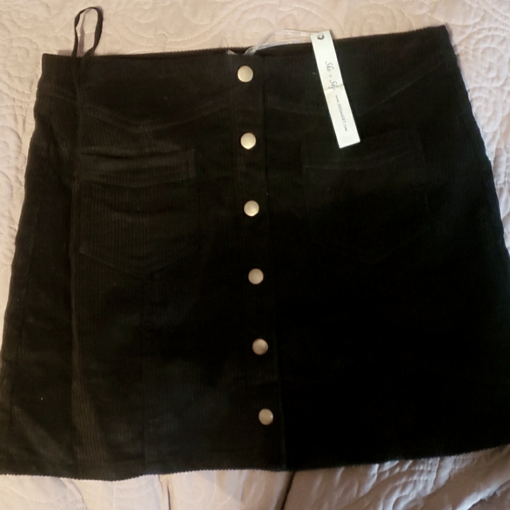 Black corduroy she + sky skirt